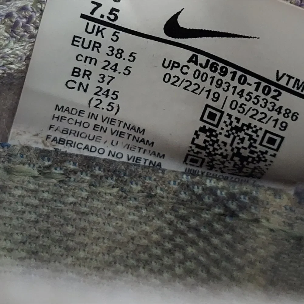 Nike Air VaporMax Flyknit 3 AJ6910-102 White Lilac Green 7.5